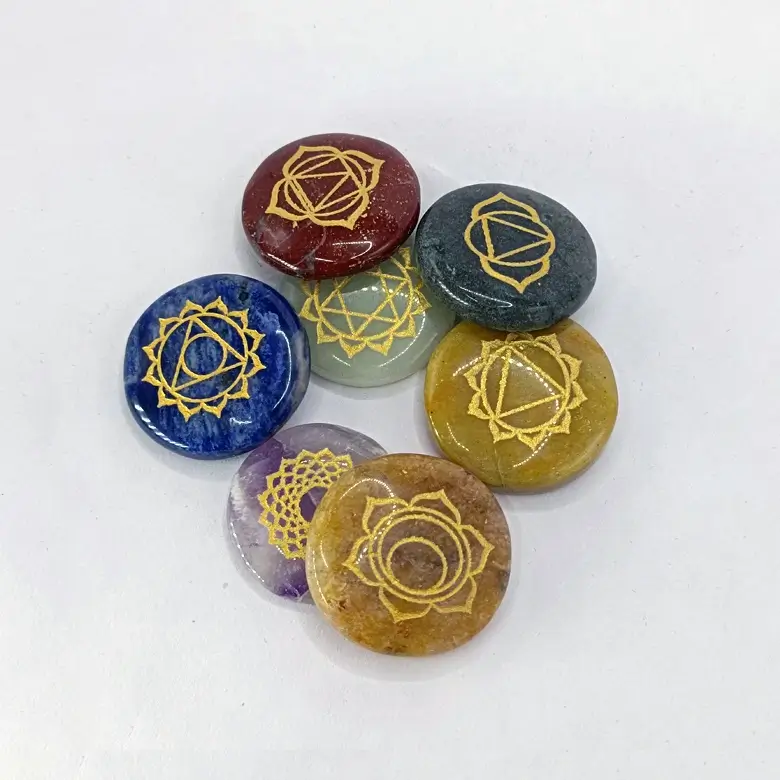 7 Chakra Reiki Symbol Healing Stones Set - To Purify the Aura - Image 3