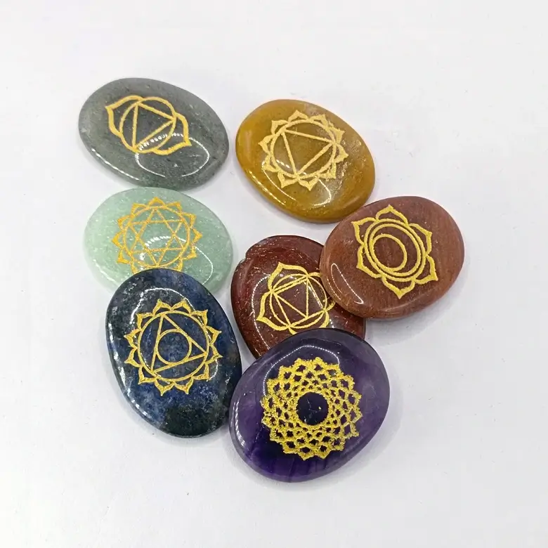 7 Chakra Reiki Symbol Healing Stones Set - To Purify the Aura - Image 5