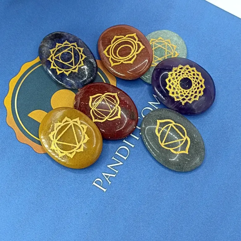 7 Chakra Reiki Symbol Healing Stones Set - To Purify the Aura - Image 6