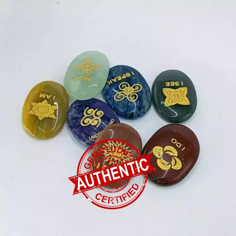 7 Chakra Stones Set with Switchwords Symbols - For Spirituality - Image 3
