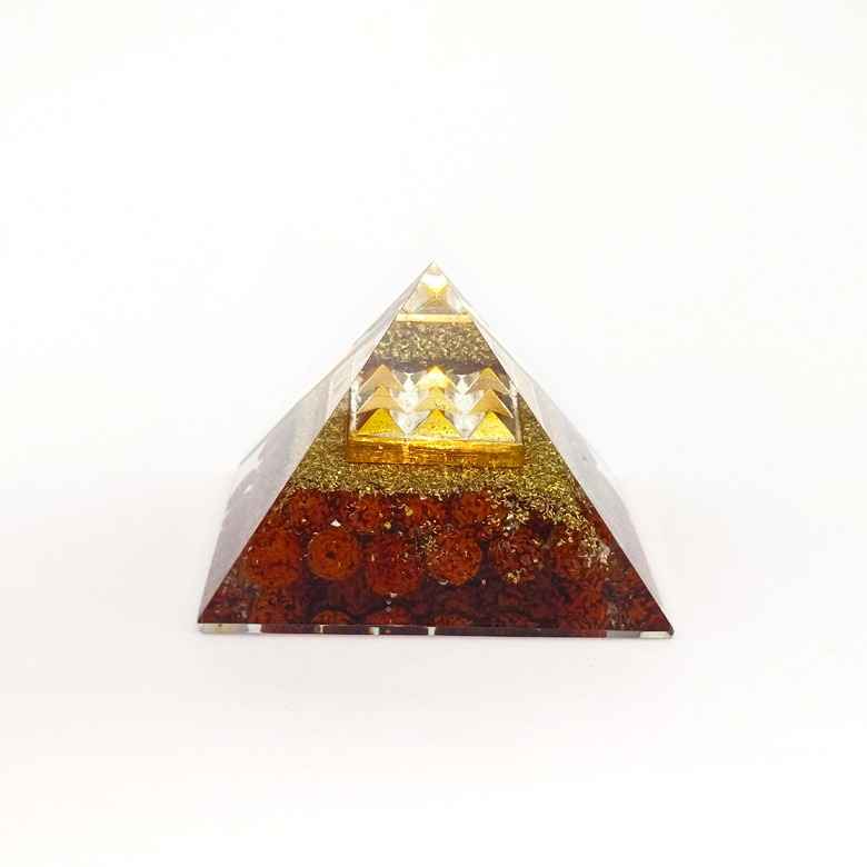 9 Plate Orgone Pyramid with Rudraksha Beads - Image 5