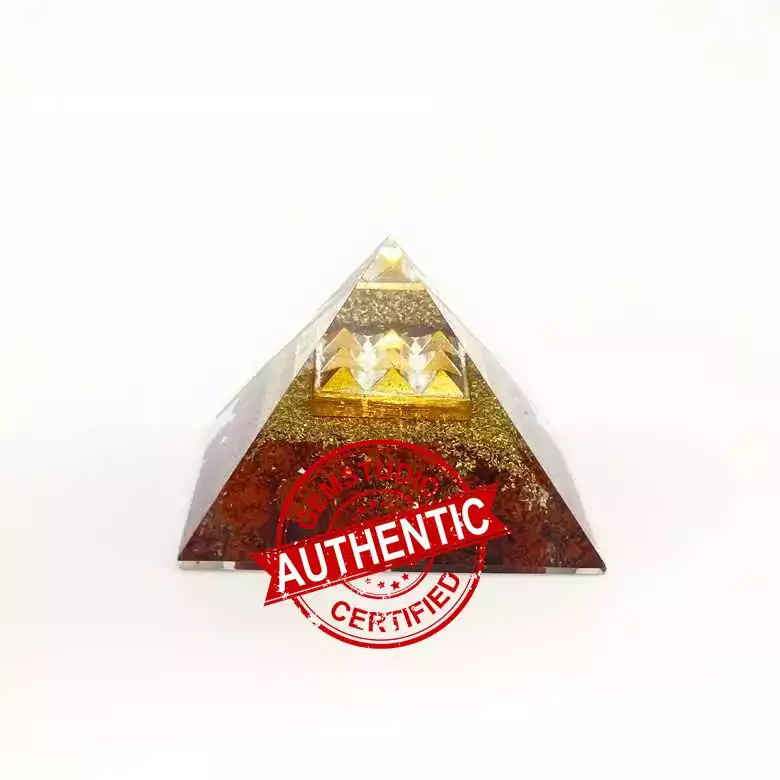 9 Plate Orgone Pyramid with Rudraksha Beads - Image 6