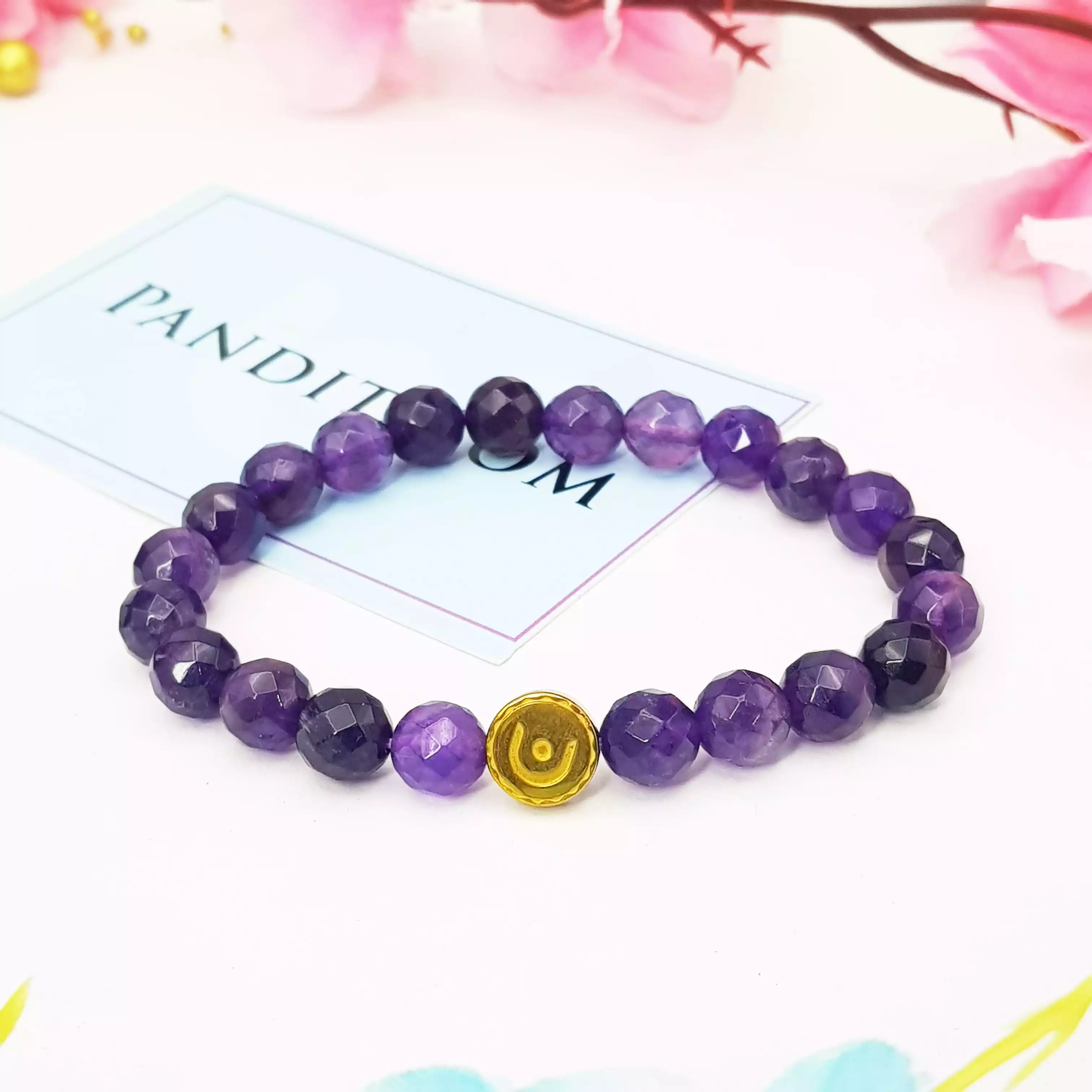 Amethyst Diamond Cut Bracelet - To Balance Emotions - Image 3