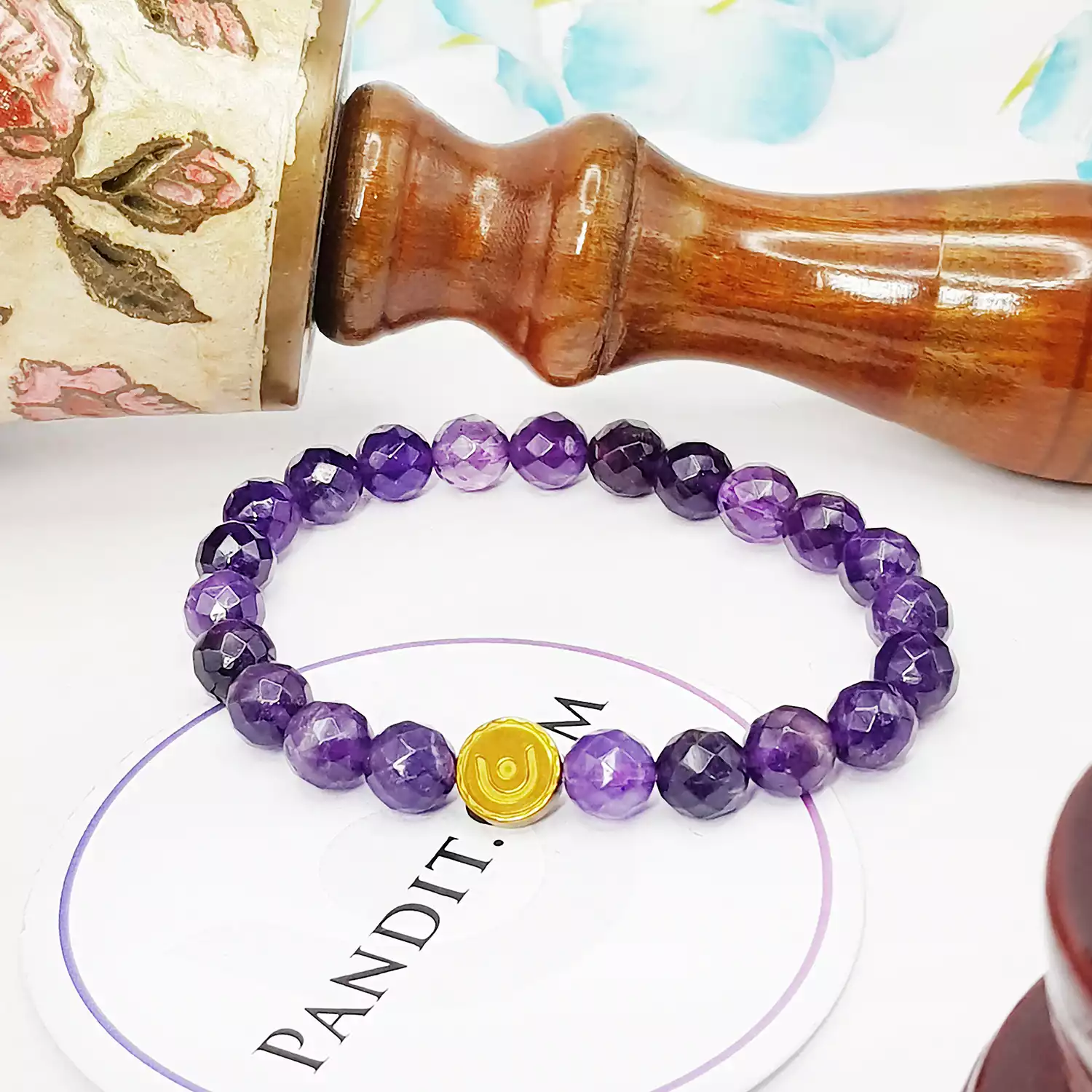 Amethyst Diamond Cut Bracelet - To Balance Emotions - Image 4