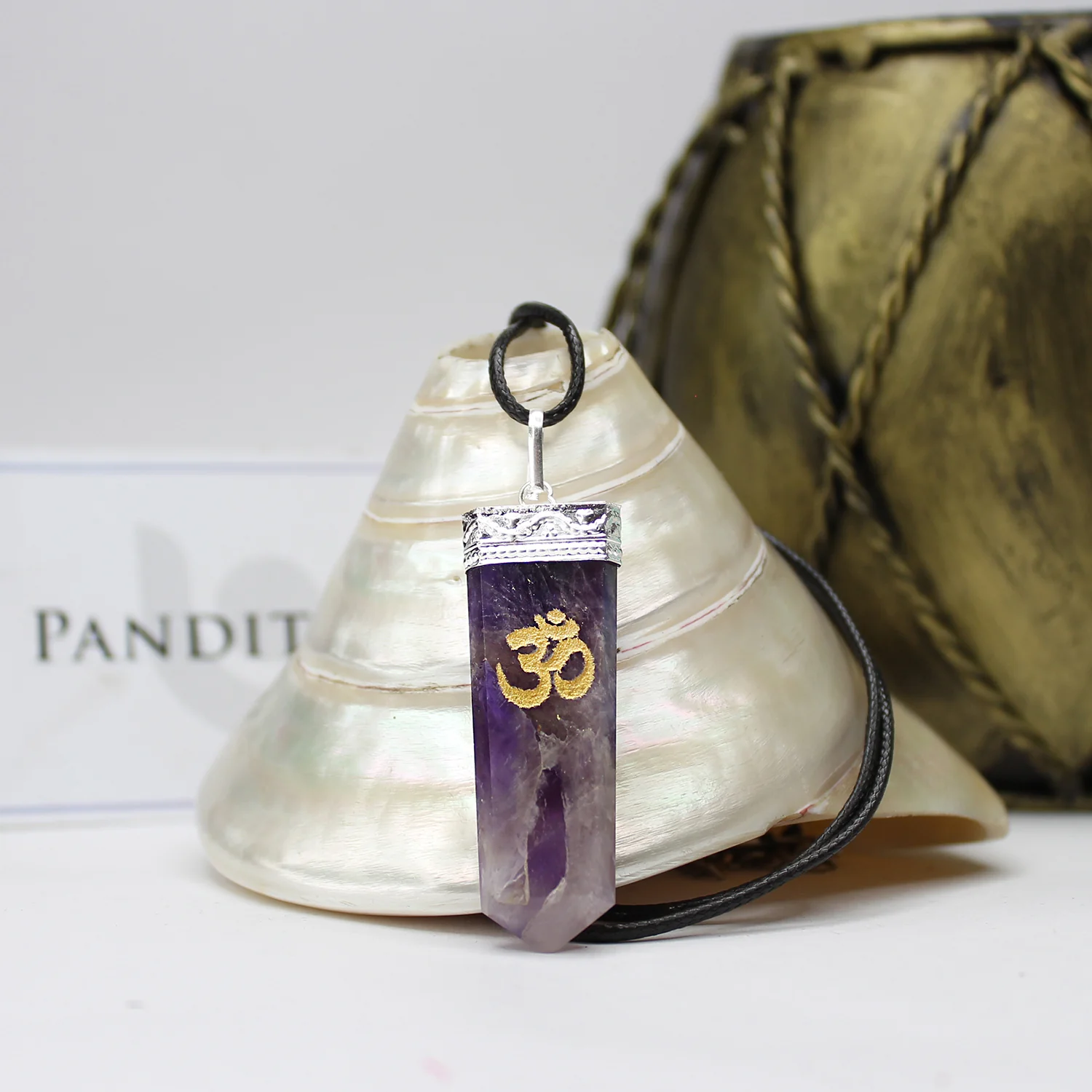 Amethyst Om Pencil Pendant - Image 2