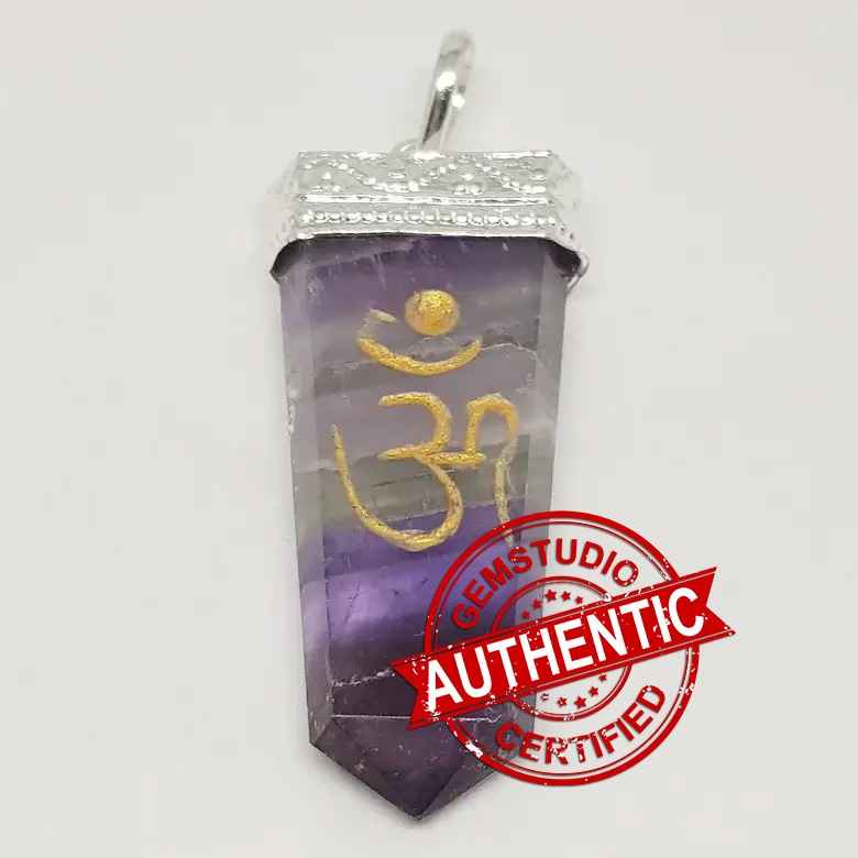 Amethyst Om Pencil Pendant - Image 5