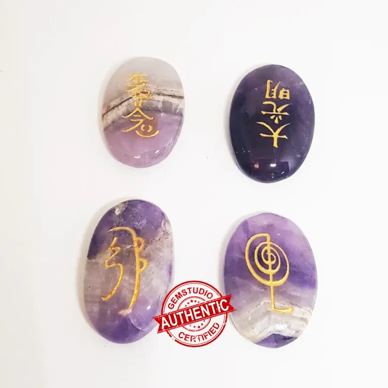 Amethyst Reiki Symbol Healing Stones Set - For Deep Relaxation - Image 3