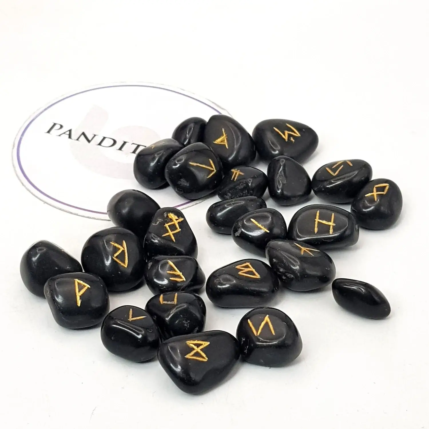 Black Agate Rune Stones Set - For Protection & Guidance - Image 3