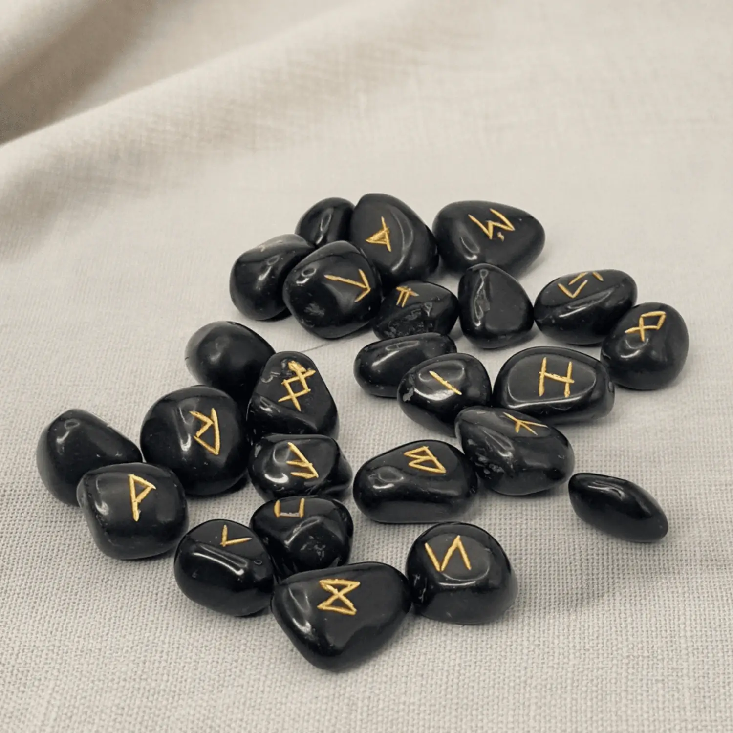 Black Agate Rune Stones Set - For Protection & Guidance - Image 5