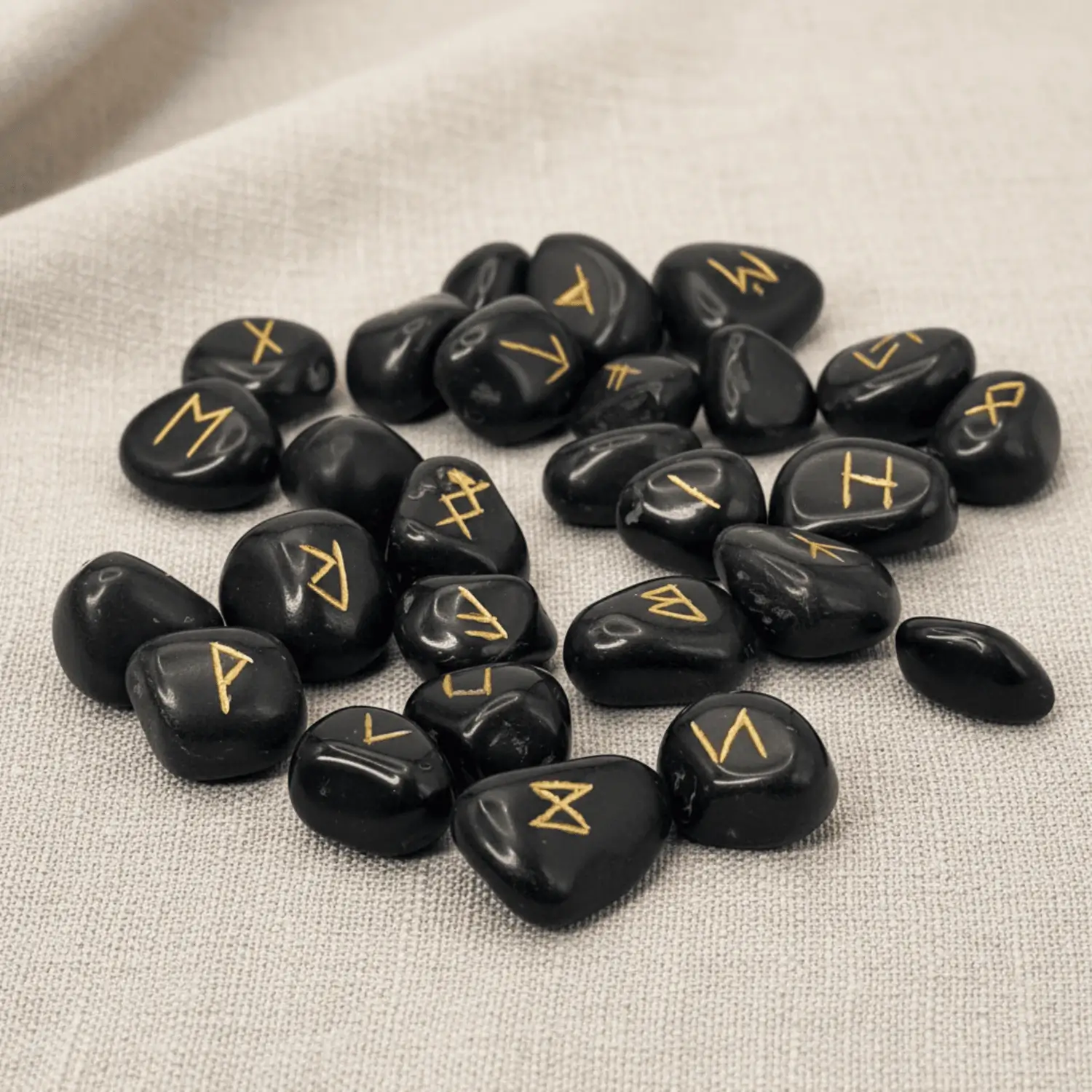 Black Agate Rune Stones Set - For Protection & Guidance - Image 6