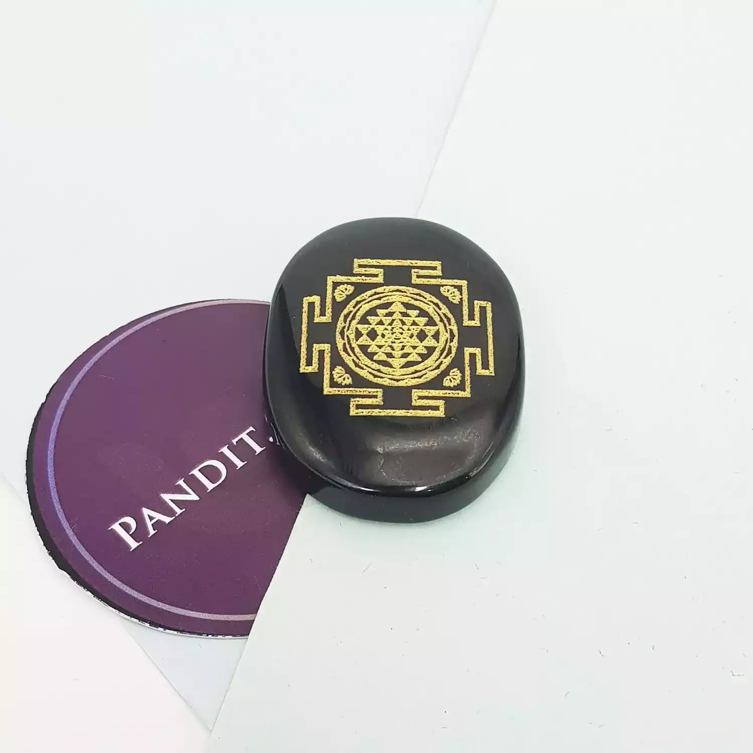 Black Agate Shree Yantra Coin - Image 3