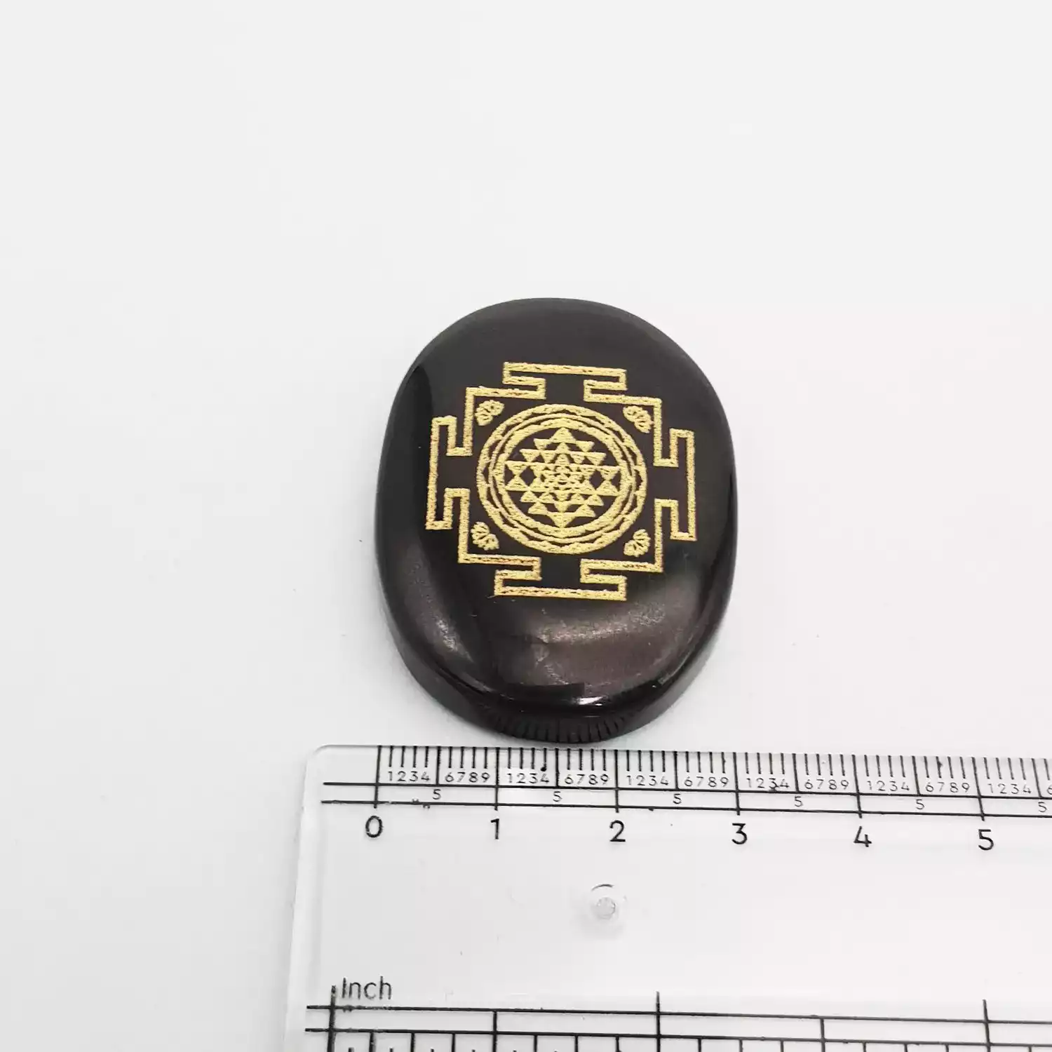 Black Agate Shree Yantra Coin - Image 5