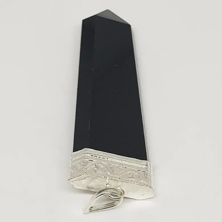 Black Banded Agate 7 Chakra Pencil Pendant - Image 7