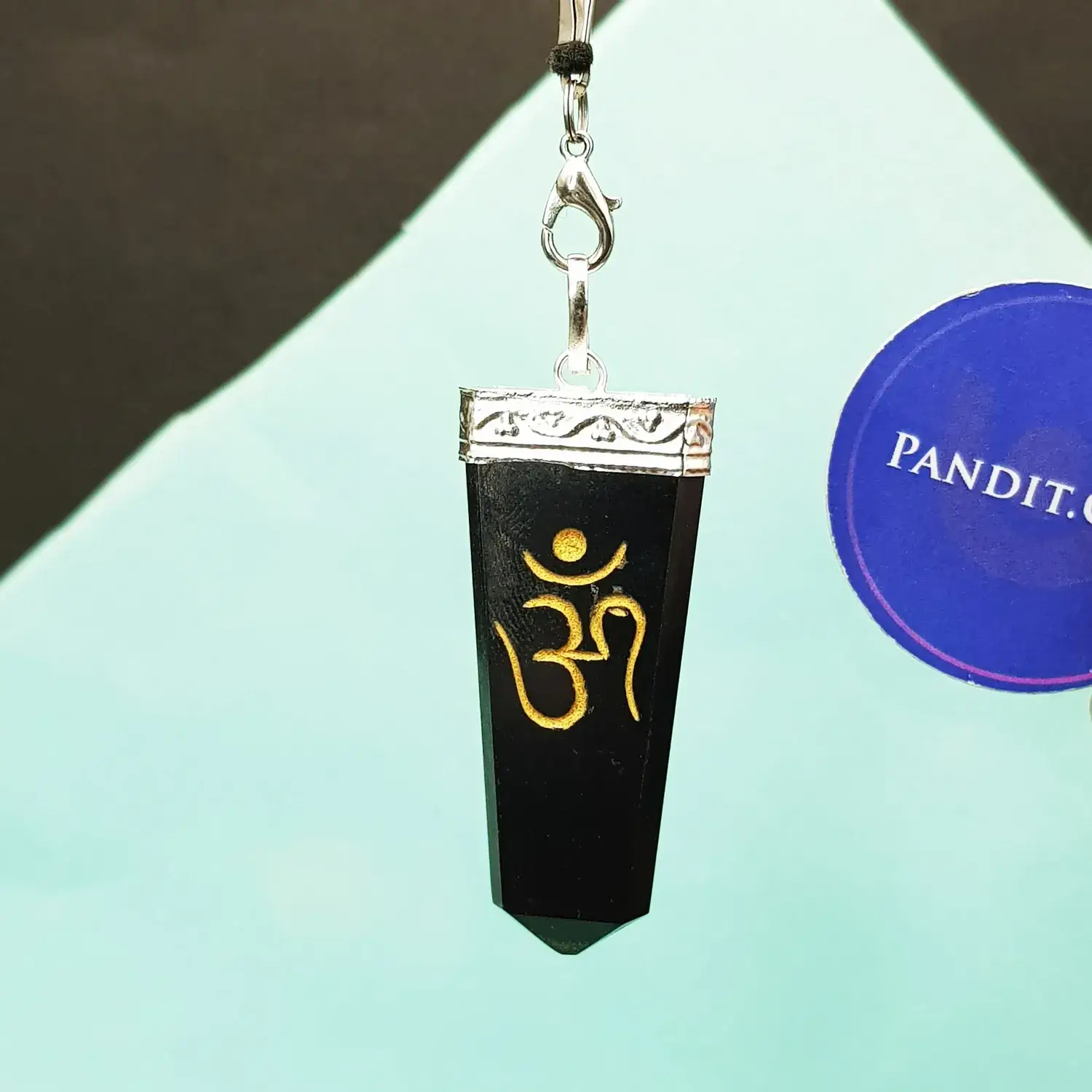 Black Banded Agate Om Pencil Pendant - Image 3