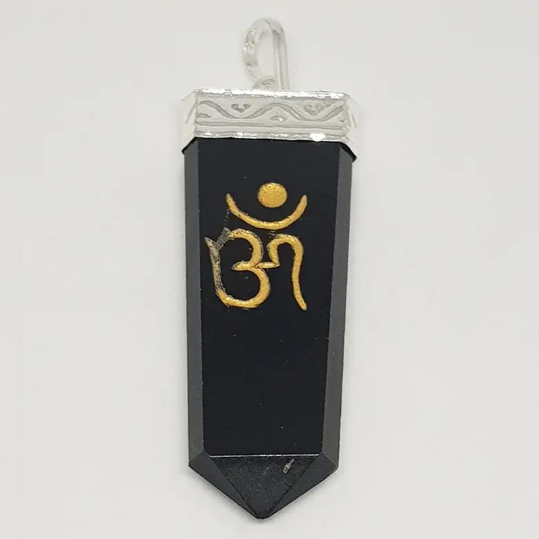 Black Banded Agate Om Pencil Pendant - Image 4