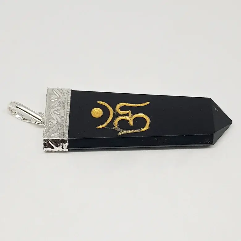 Black Banded Agate Om Pencil Pendant - Image 6