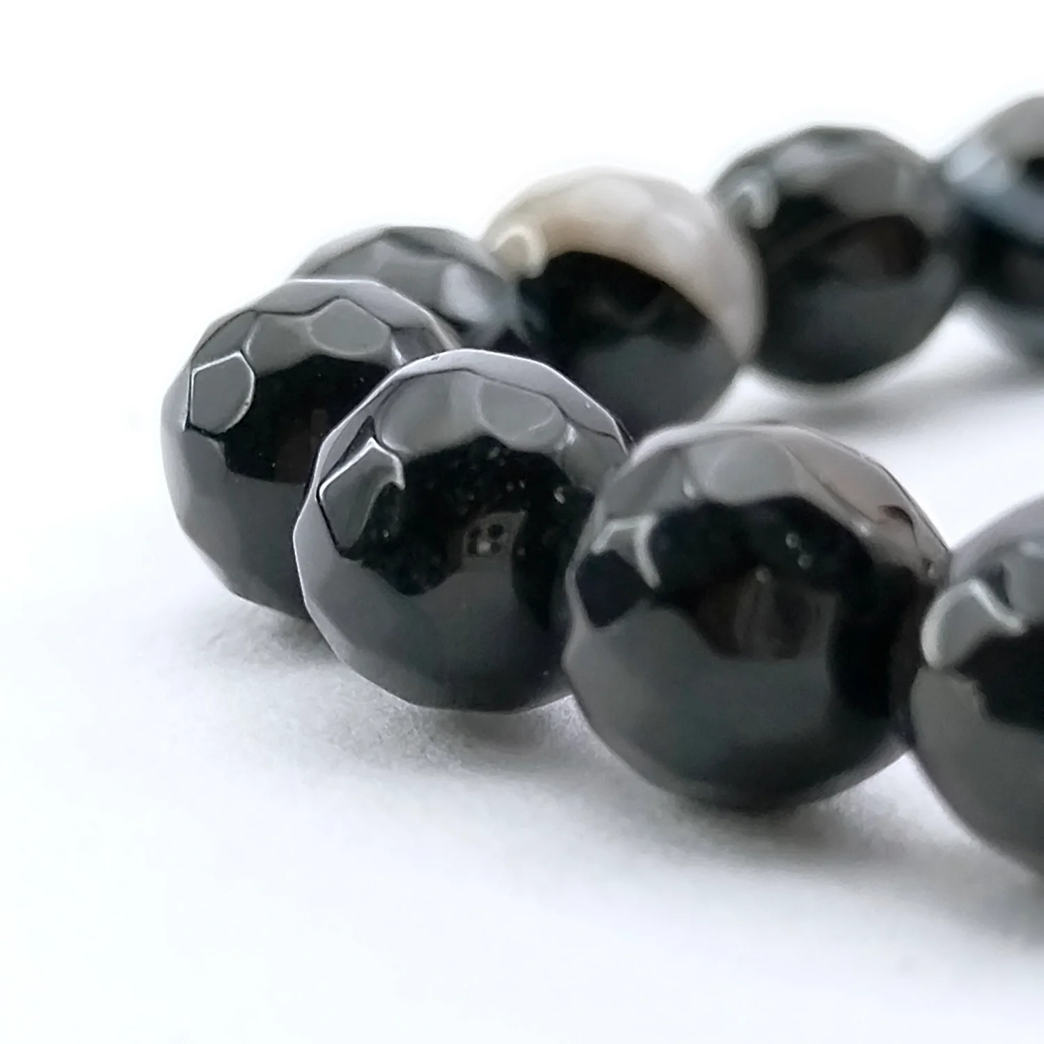 Black Banded Agate Onyx Diamond Cut Bracelet - To Sharpen Brain - Image 6