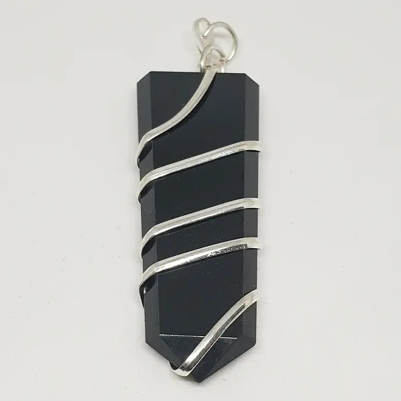 Black Banded Agate Spiral Pencil Pendant - Image 3