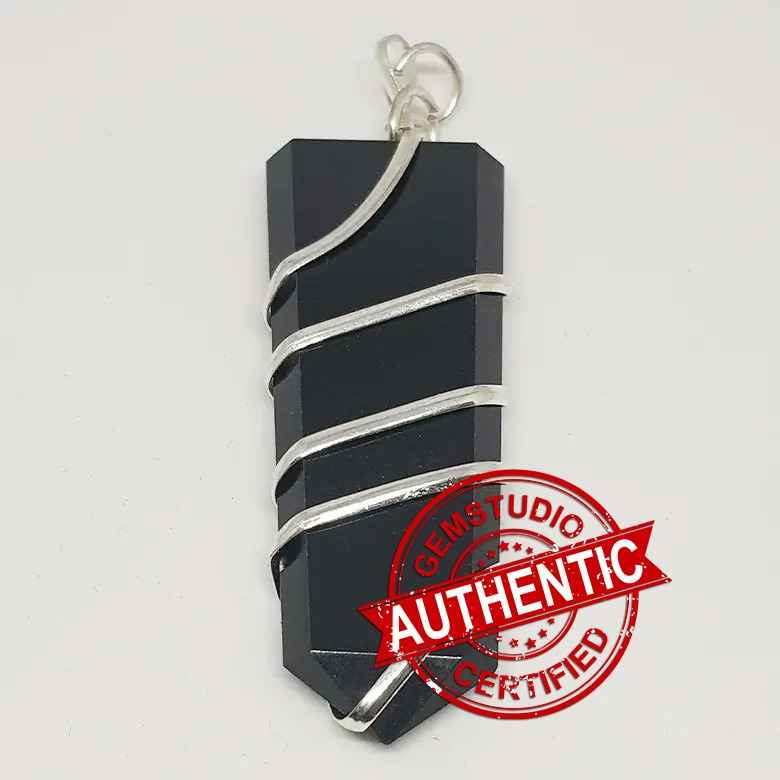 Black Banded Agate Spiral Pencil Pendant - Image 4