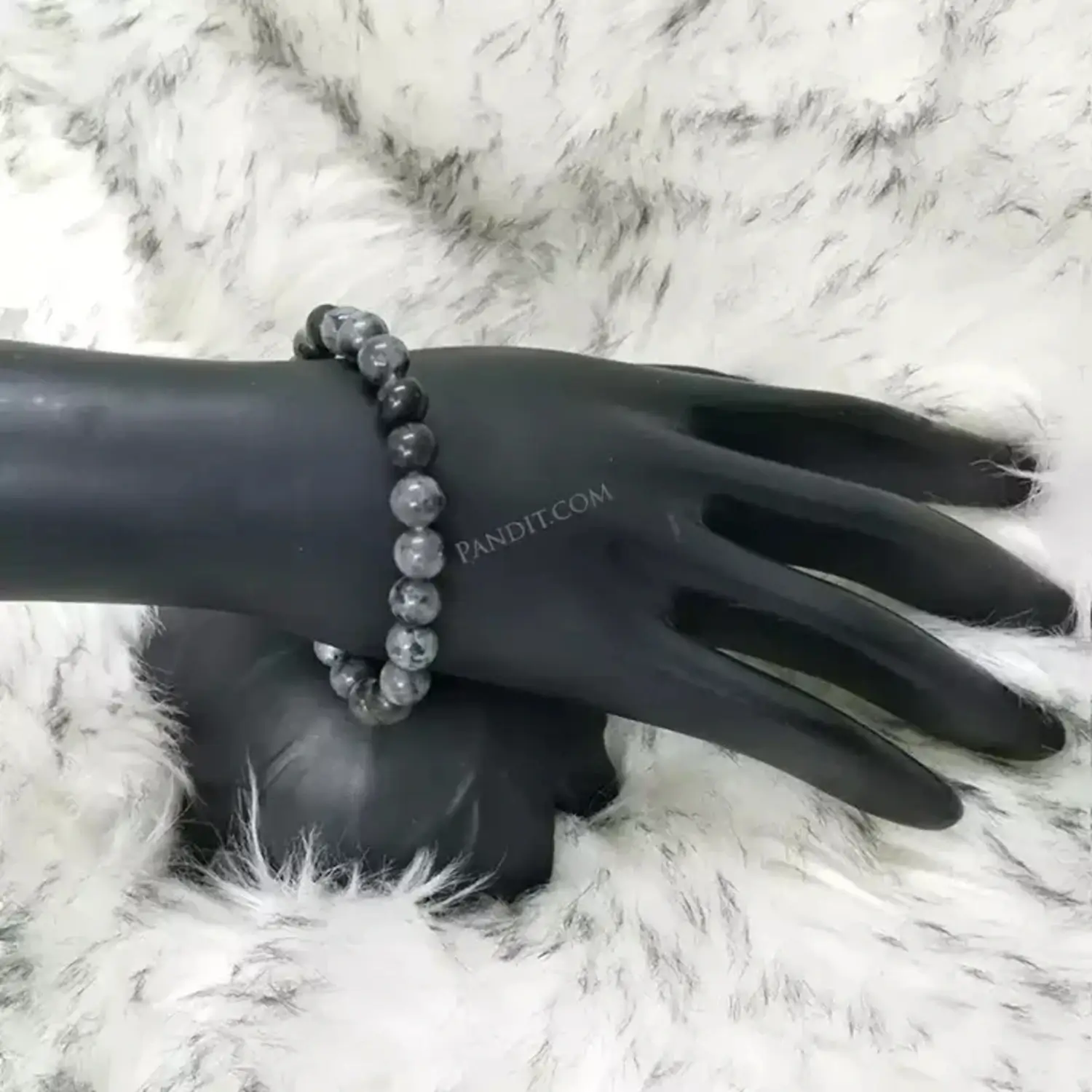 Black Labradorite Bracelet - For Chakra Balancing & Boost Intuition - Image 4