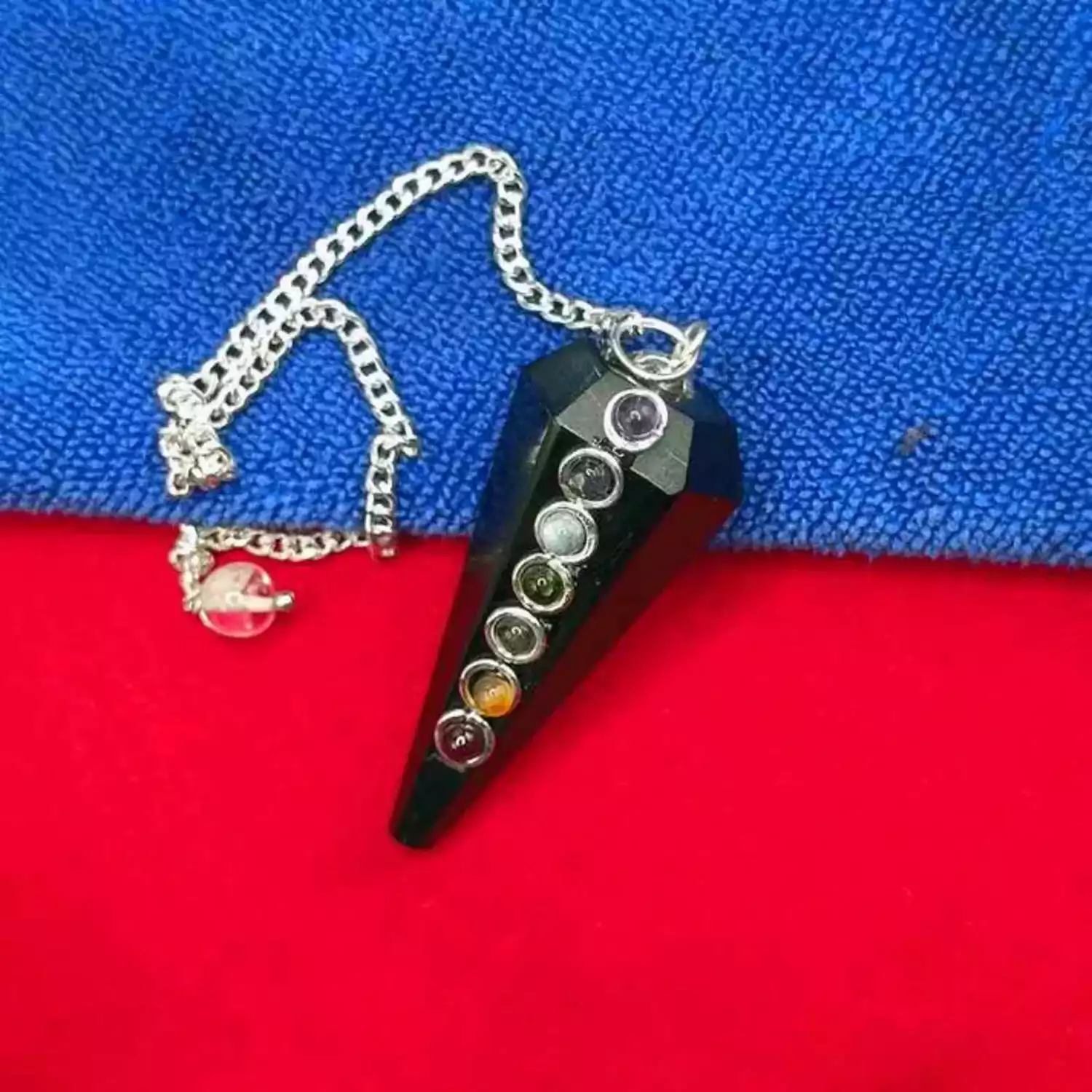 Black Obsidian 7 Chakra Dowsing Pendulum - For Evil Protection - Image 3