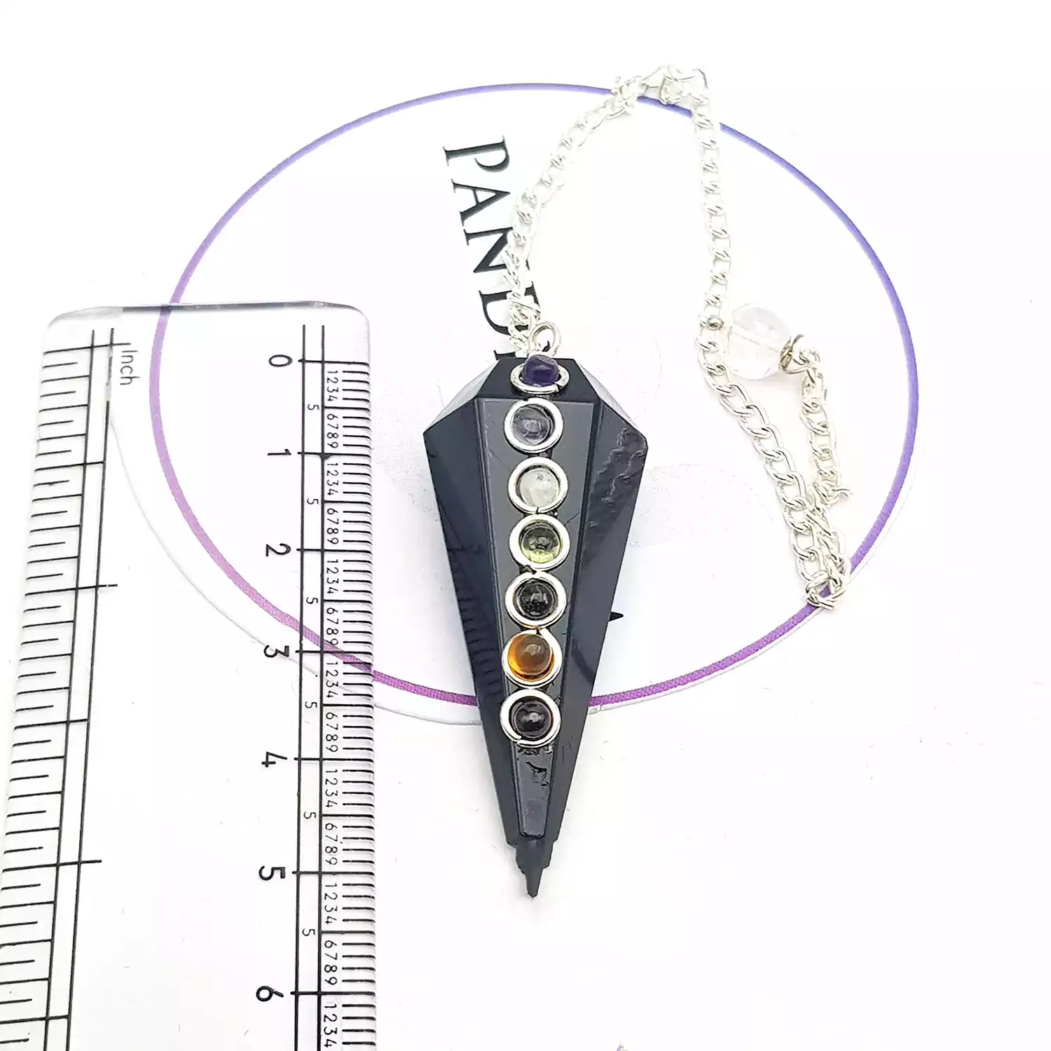 Black Obsidian 7 Chakra Dowsing Pendulum - For Evil Protection - Image 5