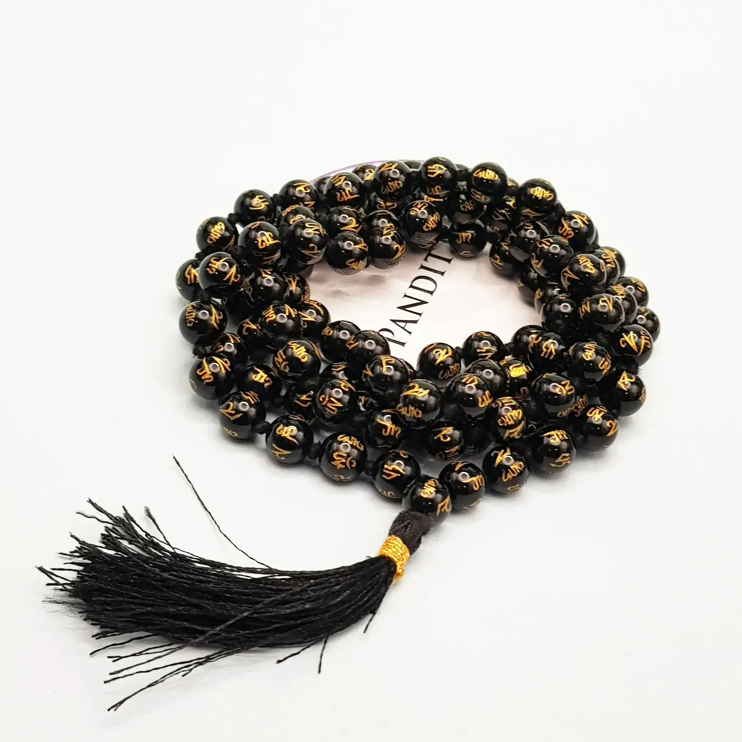 Black Onyx Om Mani Padme Hum Mala - For Abundance & Purify Soul - Image 2
