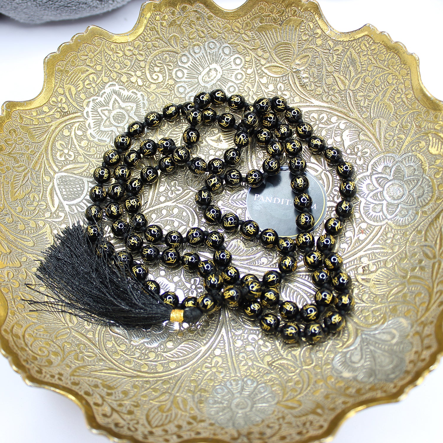 Black Onyx Om Mani Padme Hum Mala - For Abundance & Purify Soul - Image 3