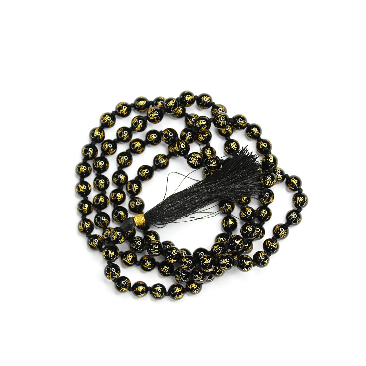 Black Onyx Om Mani Padme Hum Mala - For Abundance & Purify Soul - Image 4