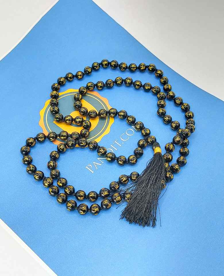 Black Onyx Om Mani Padme Hum Mala - For Abundance & Purify Soul - Image 5
