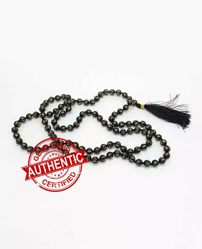 Black Onyx Om Mani Padme Hum Mala - For Abundance & Purify Soul - Image 6