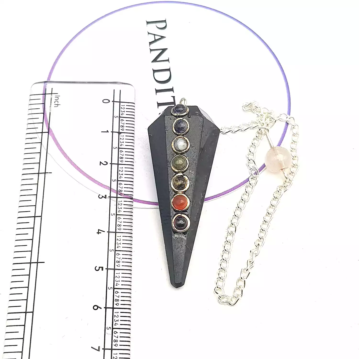 Black Tourmaline 7 Chakra Dowsing Pendulum - To Detect Ghosts - Image 4