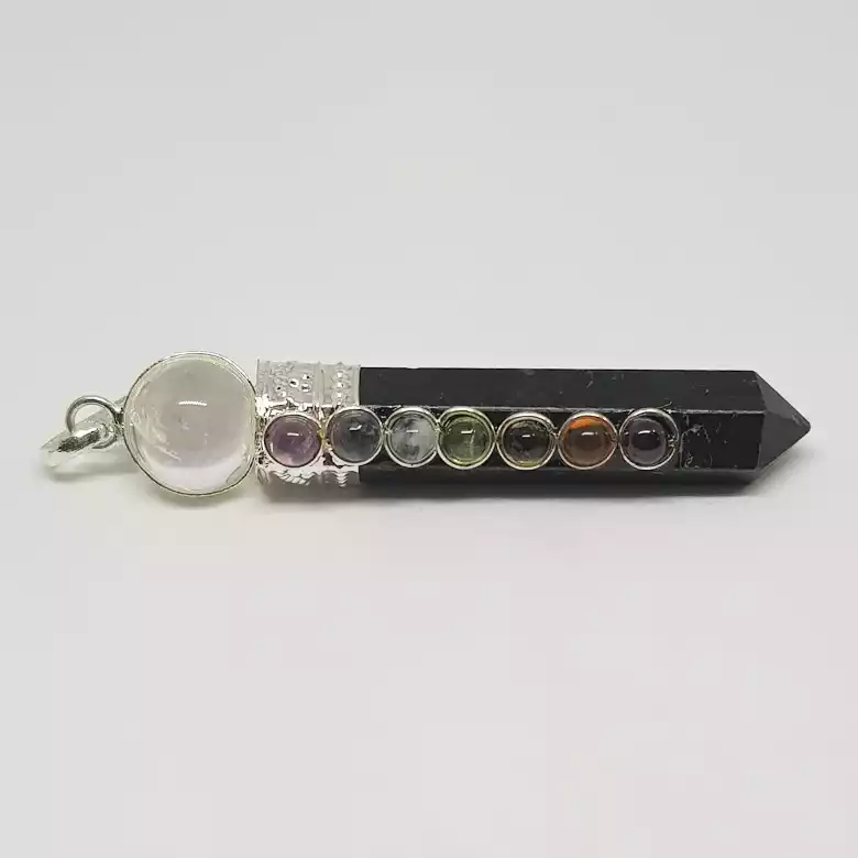 Black Tourmaline 7 Chakra Pendant - Image 5