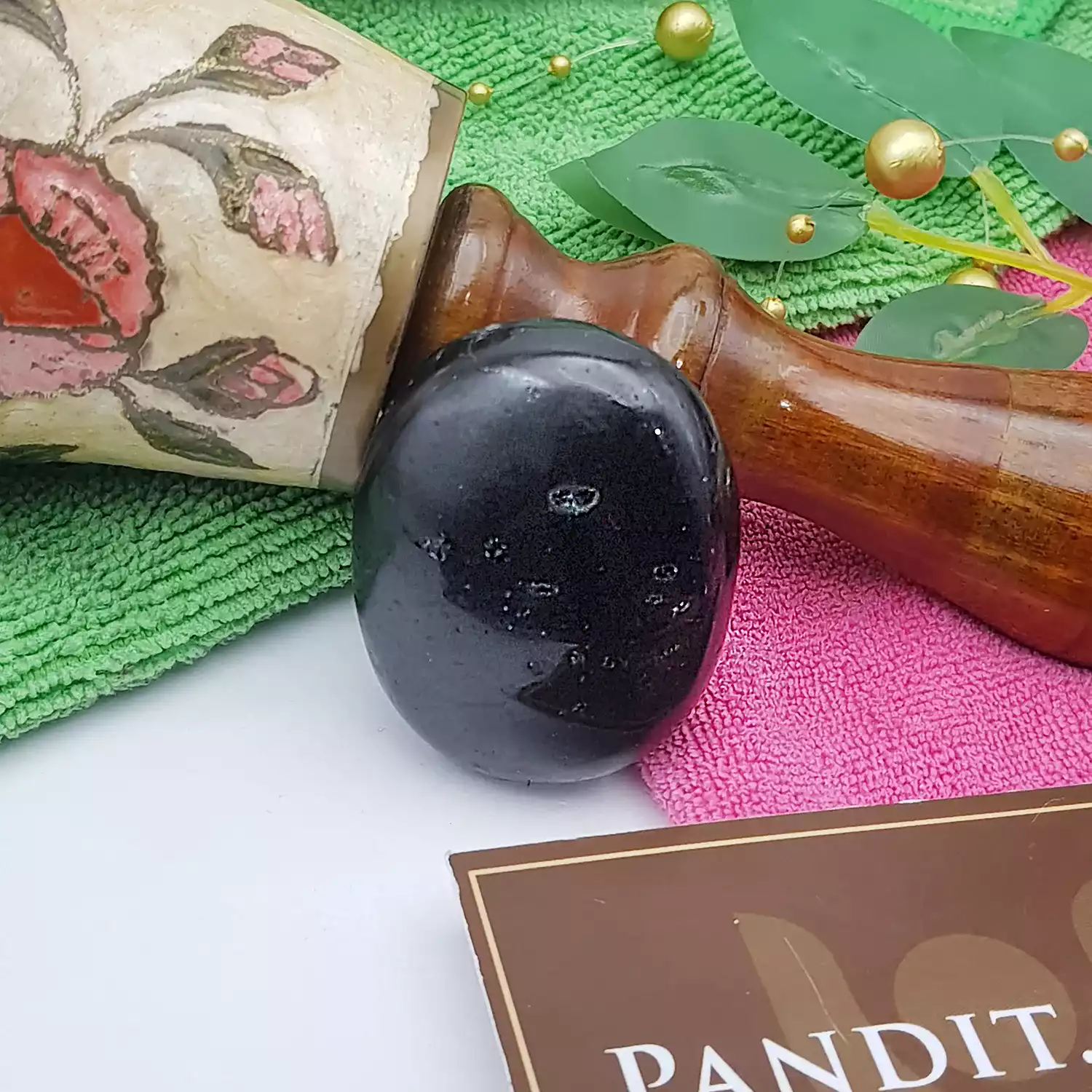 Black Tourmaline Healing Crystal Palm Stone - Image 2