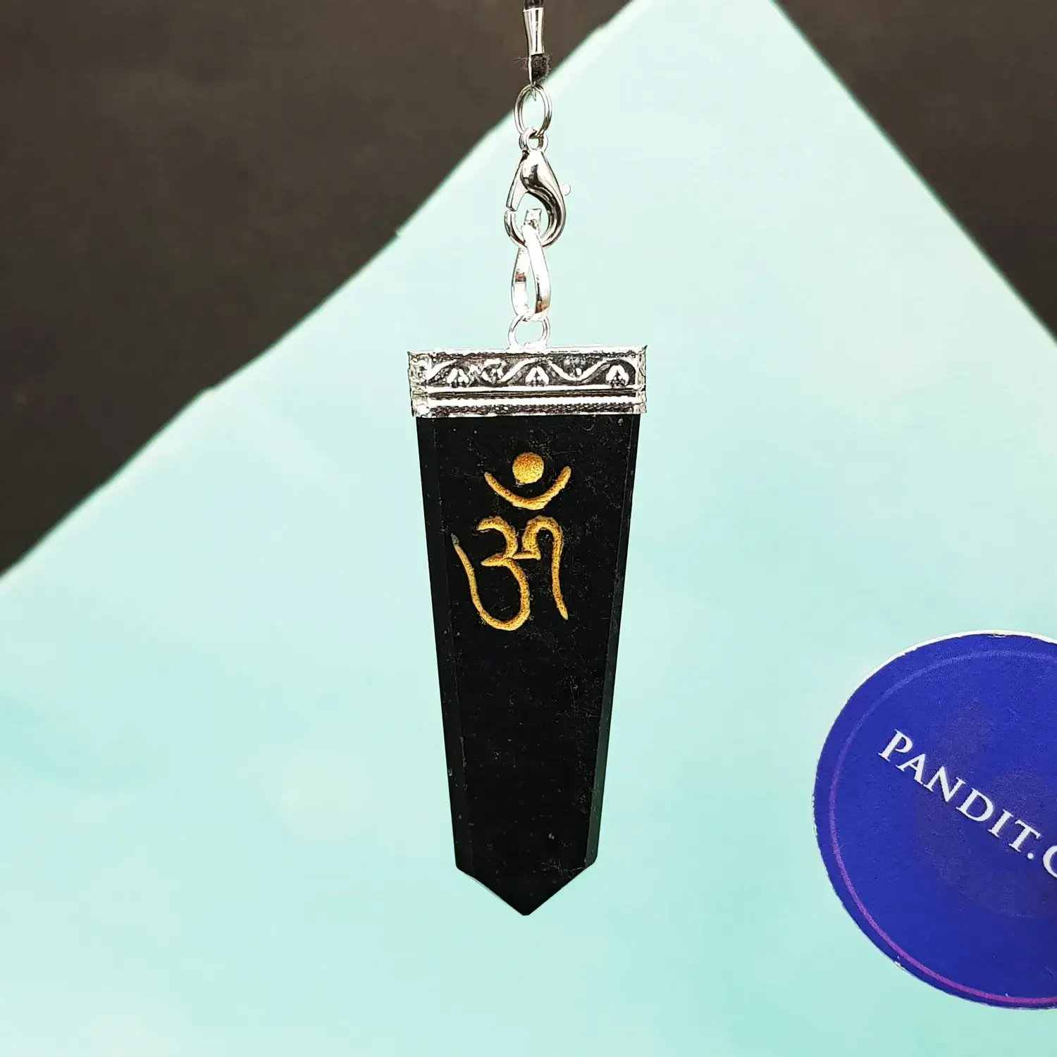 Black Tourmaline Om Pencil Pendant - Image 3