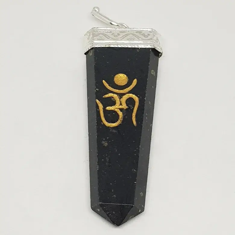 Black Tourmaline Om Pencil Pendant - Image 4