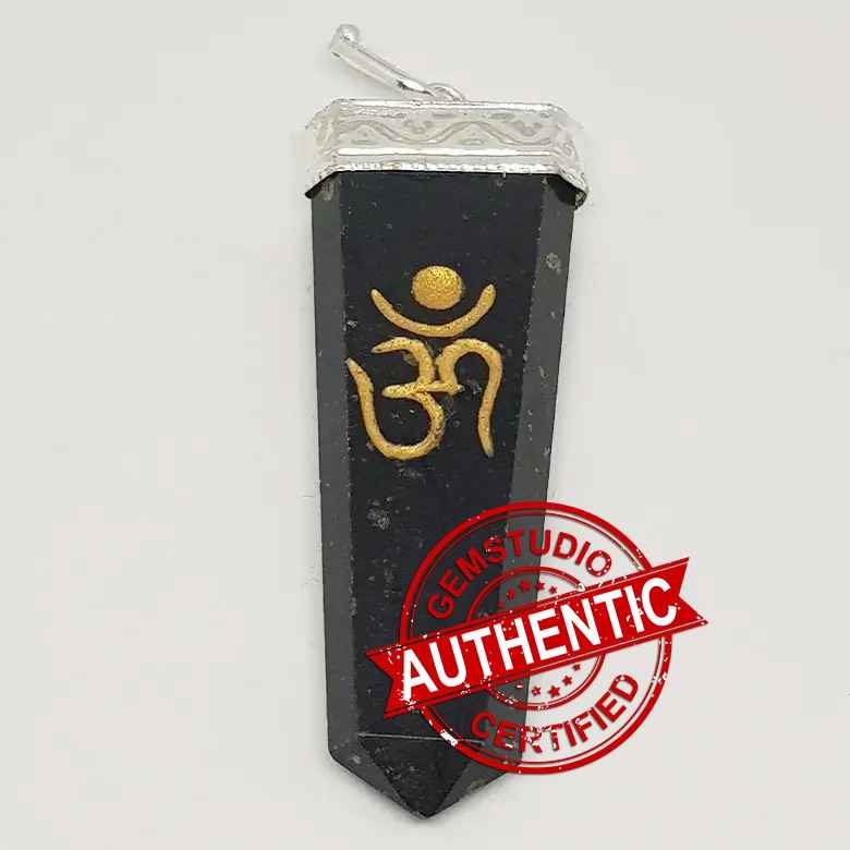 Black Tourmaline Om Pencil Pendant - Image 5