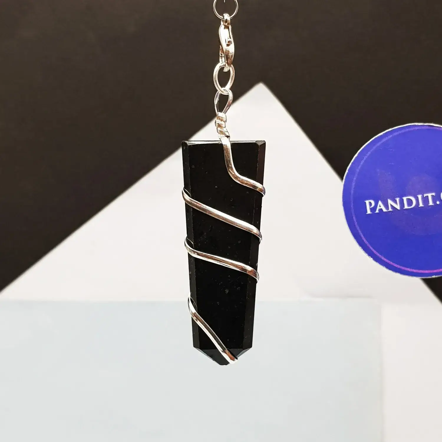 Black Tourmaline Spiral Pencil Pendant - Image 2