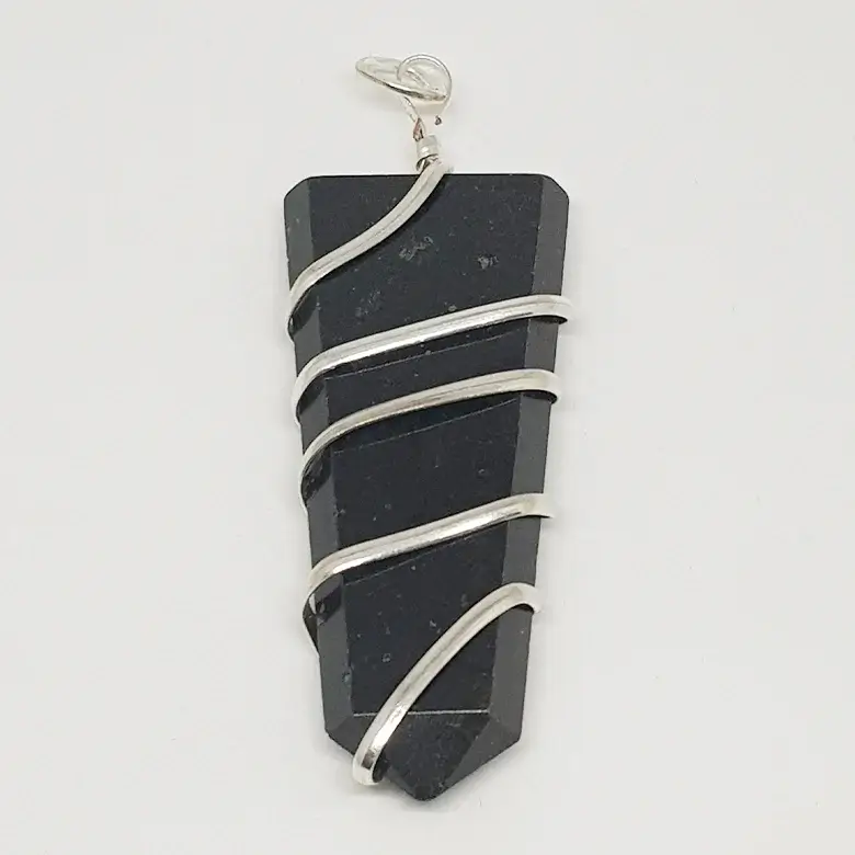 Black Tourmaline Spiral Pencil Pendant - Image 3