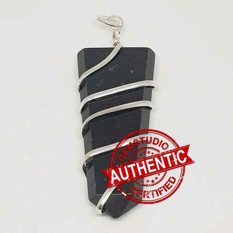 Black Tourmaline Spiral Pencil Pendant - Image 4