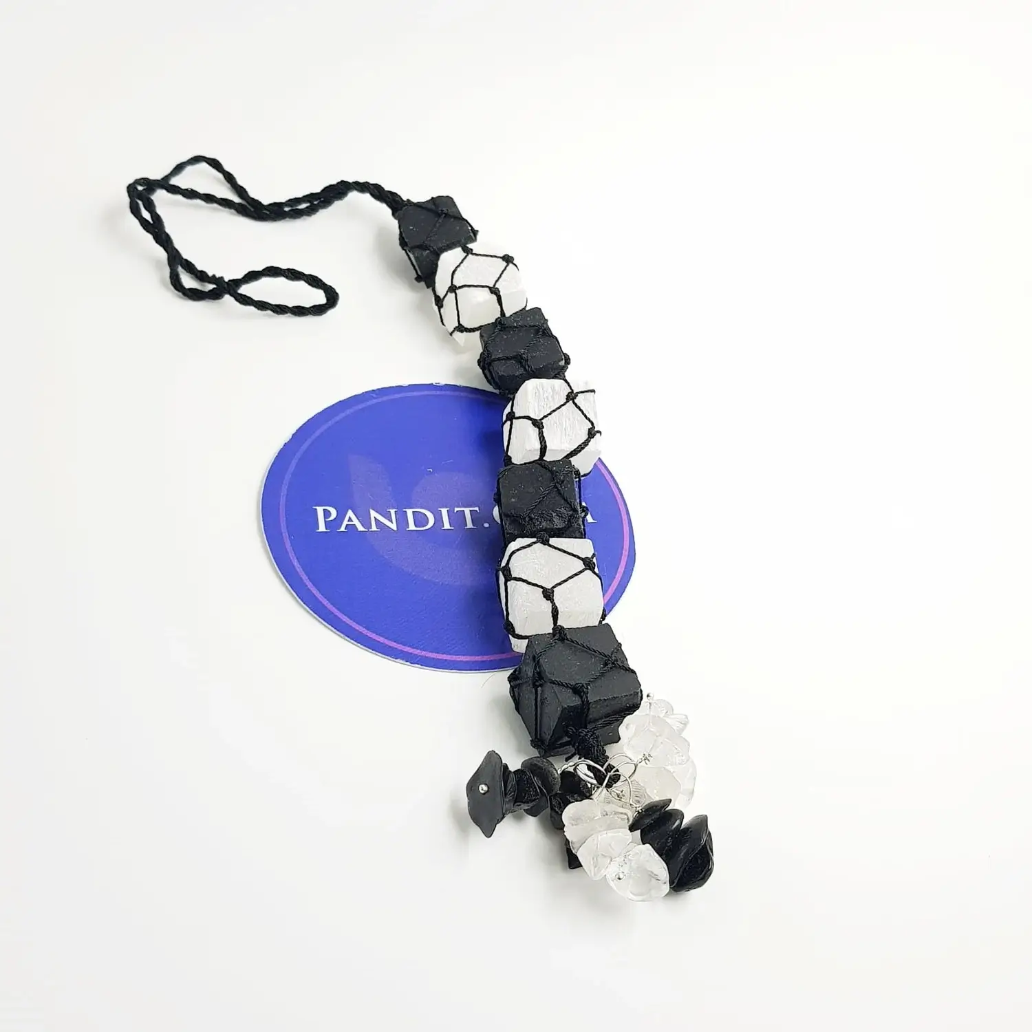 Black Tourmaline with Selenite Car Hanging Raw Stones - Image 3
