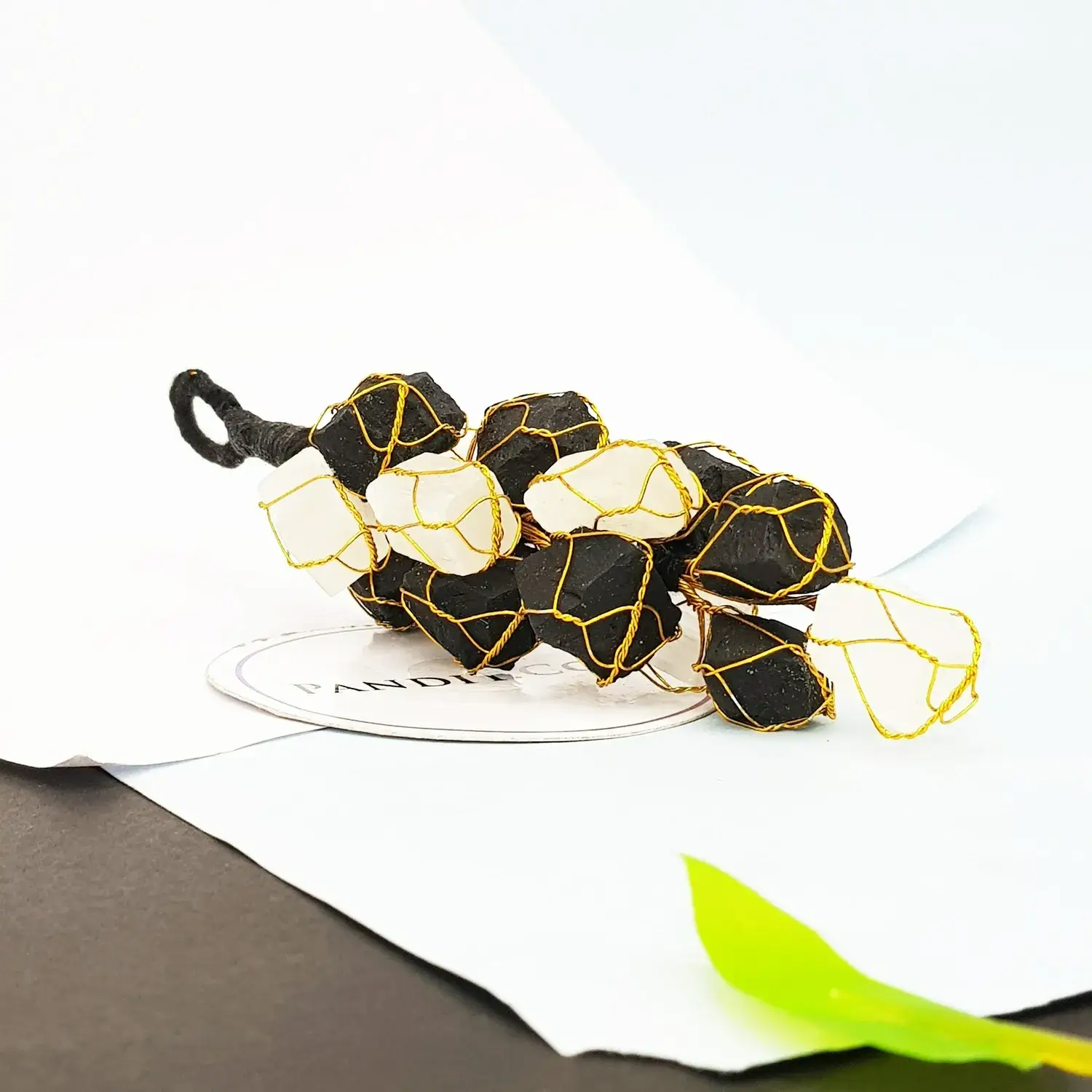 Black Tourmaline with Selenite Car Hanging Raw Stones - Image 4