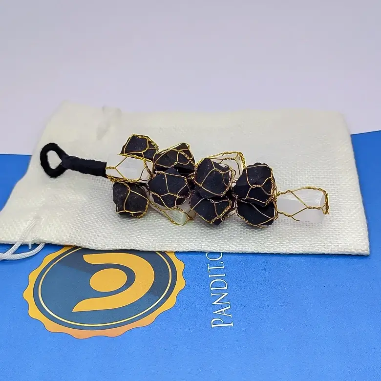 Black Tourmaline with Selenite Car Hanging Raw Stones - Image 7