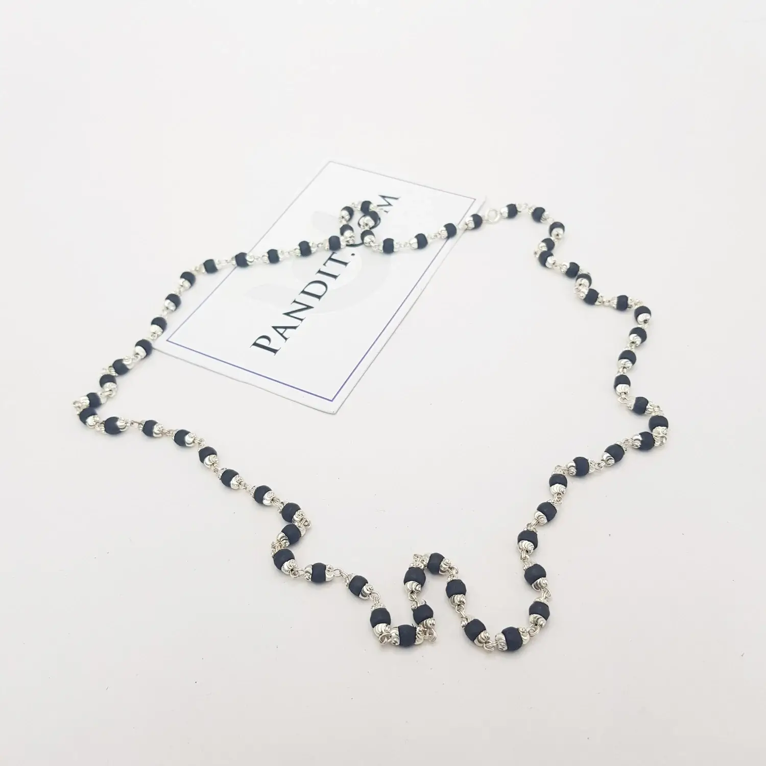 Black Tulsi Mala with Silver Capping - To Pleases Lakshmi - Image 4