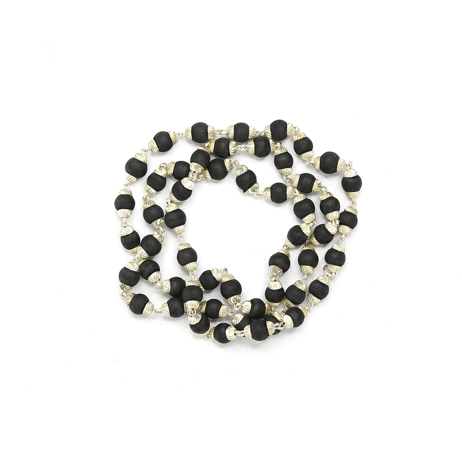 Black Tulsi Mala with Silver Capping - To Pleases Lakshmi - Image 5