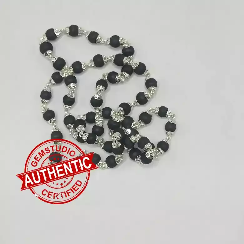 Black Tulsi Mala with Silver Capping - To Pleases Lakshmi - Image 6