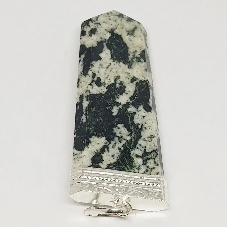 Black White Tourmaline 7 Chakra Pencil Pendant - Image 8