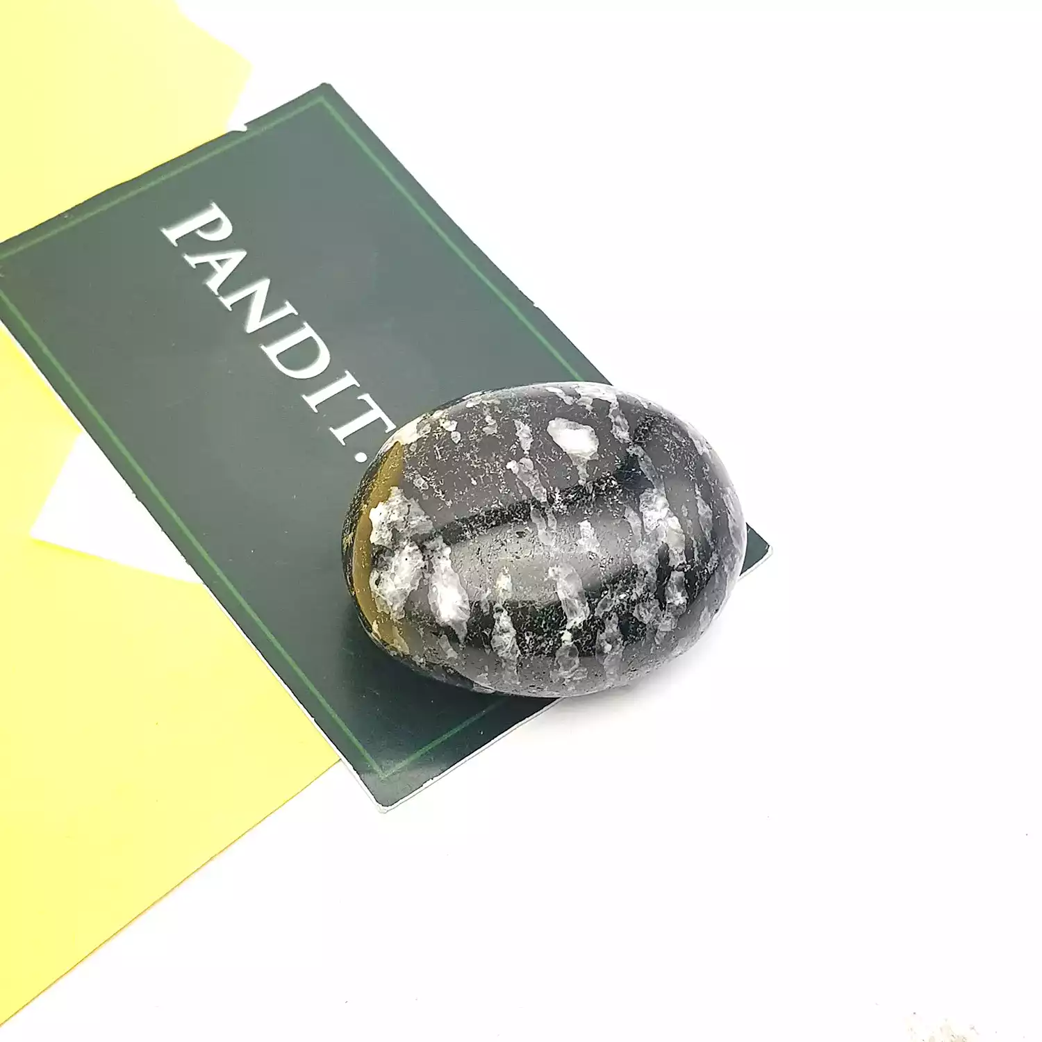 Black White Tourmaline Healing Crystal Palm Stone - Image 3