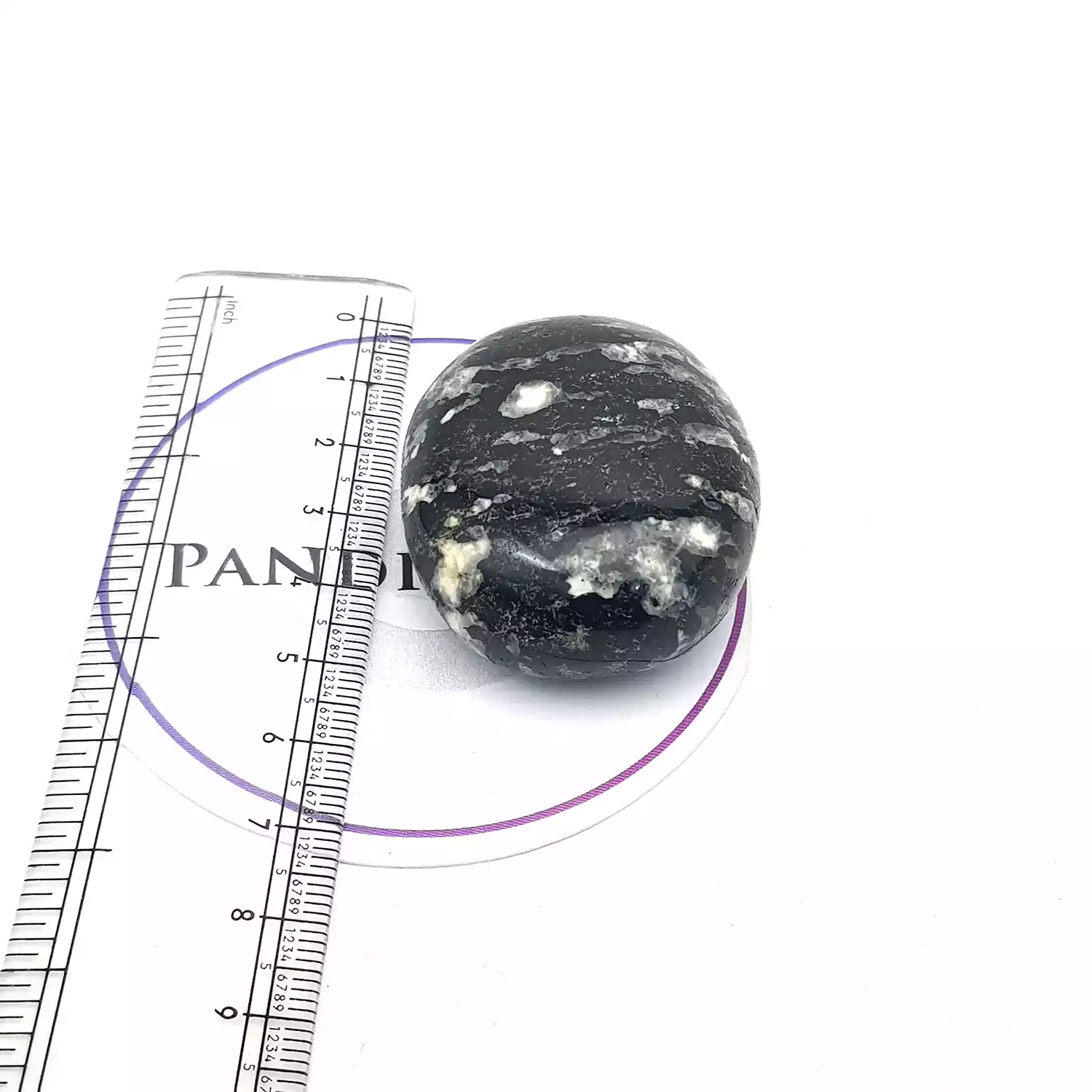 Black White Tourmaline Healing Crystal Palm Stone - Image 4