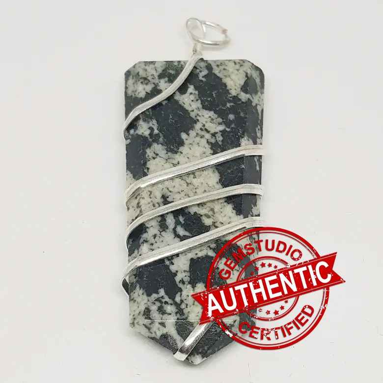 Black White Tourmaline Spiral Pencil Pendant - Image 6